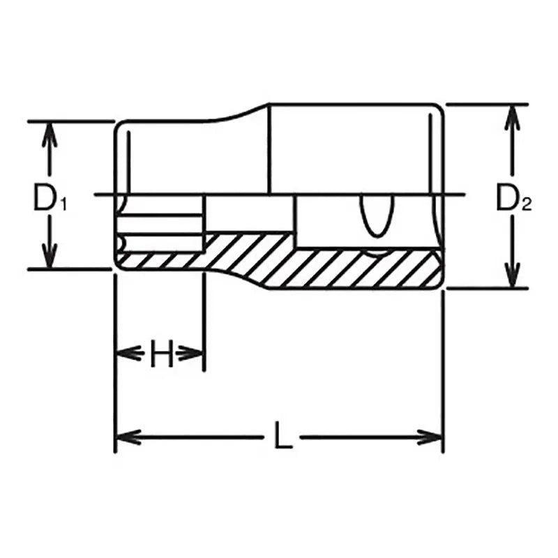 Ko-ken Tools 3/8 Sq. Dr. Socket 12mm Surface Length 26mm Ko-ken Tools