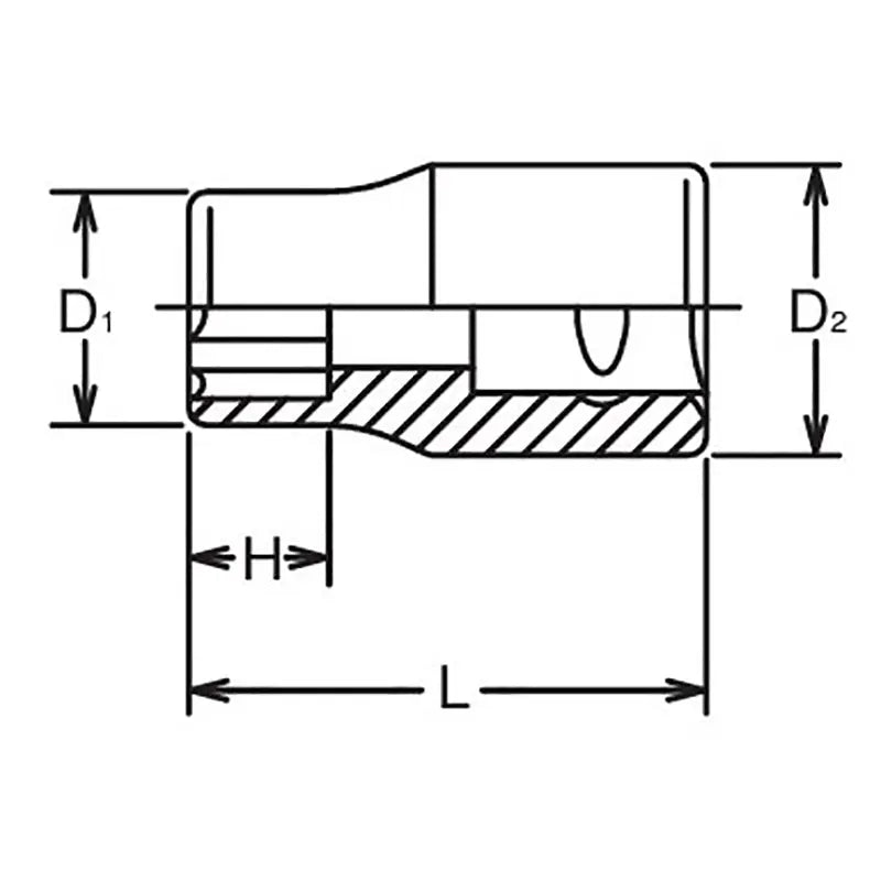 Ko-ken Tools 3/8 Sq. Dr. Socket 17mm Surface Length 29mm Ko-ken Tools