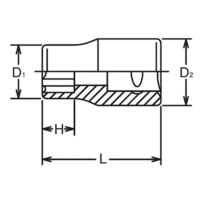 Ko-ken Tools 3/8 Sq. Dr. Socket 18mm Surface Length 30mm Ko-ken Tools