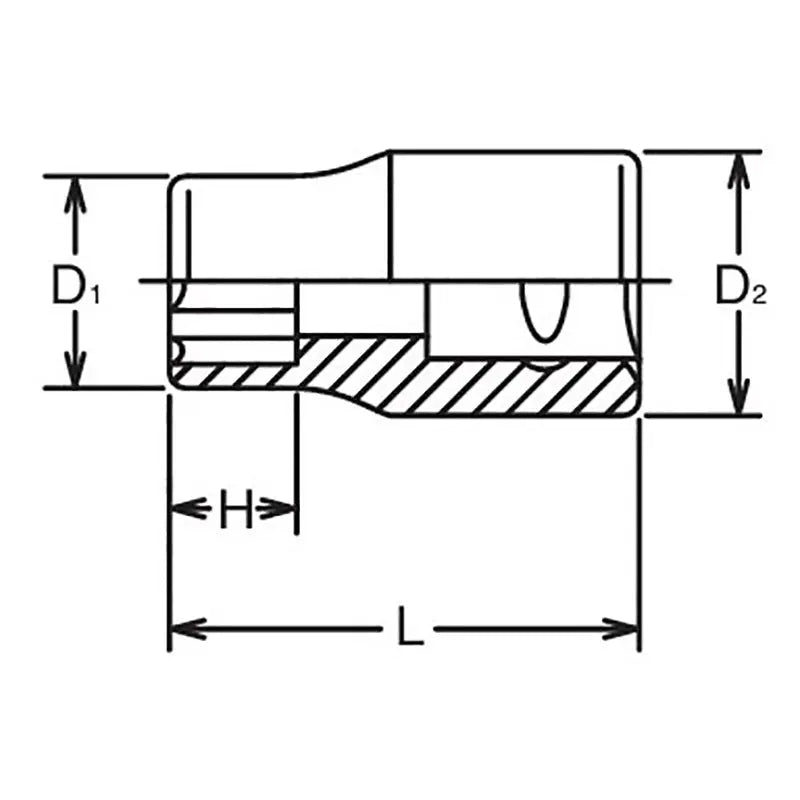Ko-ken Tools 3/8 Sq. Dr. Socket 19mm Surface Length 30mm Ko-ken Tools