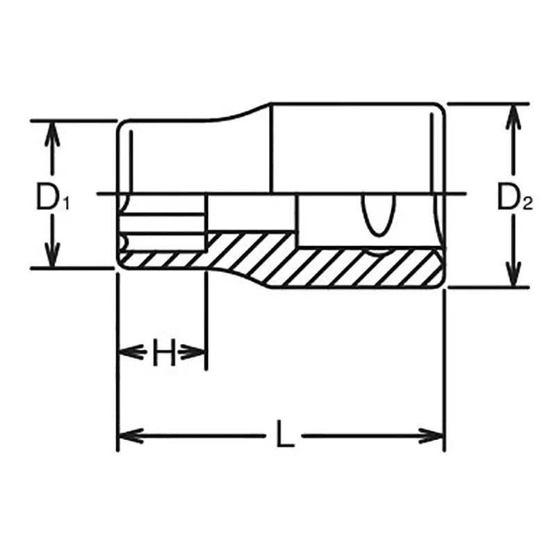 Ko-ken Tools 3/8 Sq. Dr. Socket 22mm Surface Length 32mm Ko-ken Tools