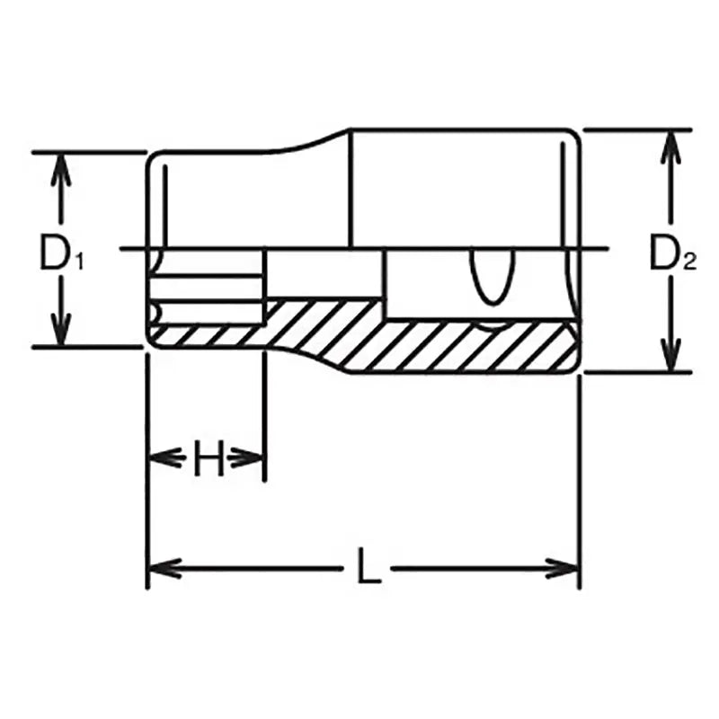 Ko-ken Tools 3/8 Sq. Dr. Socket 9mm Surface Length 26mm Ko-ken Tools