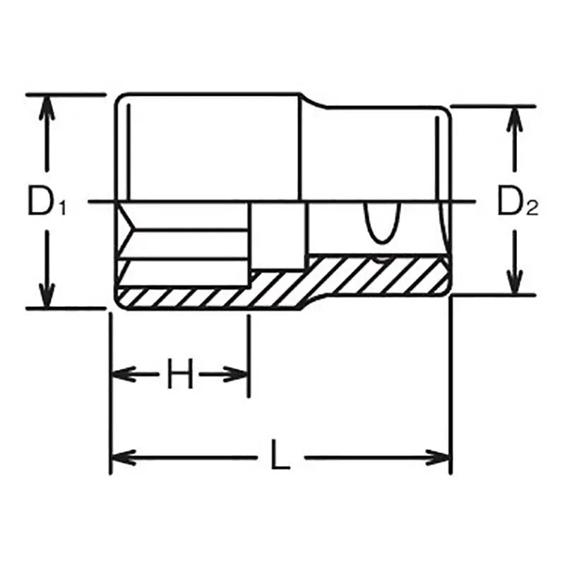 Ko-ken Tools 3/8 Sq. Dr. Socket 13mm Double Square Length 27mm Ko-ken Tools