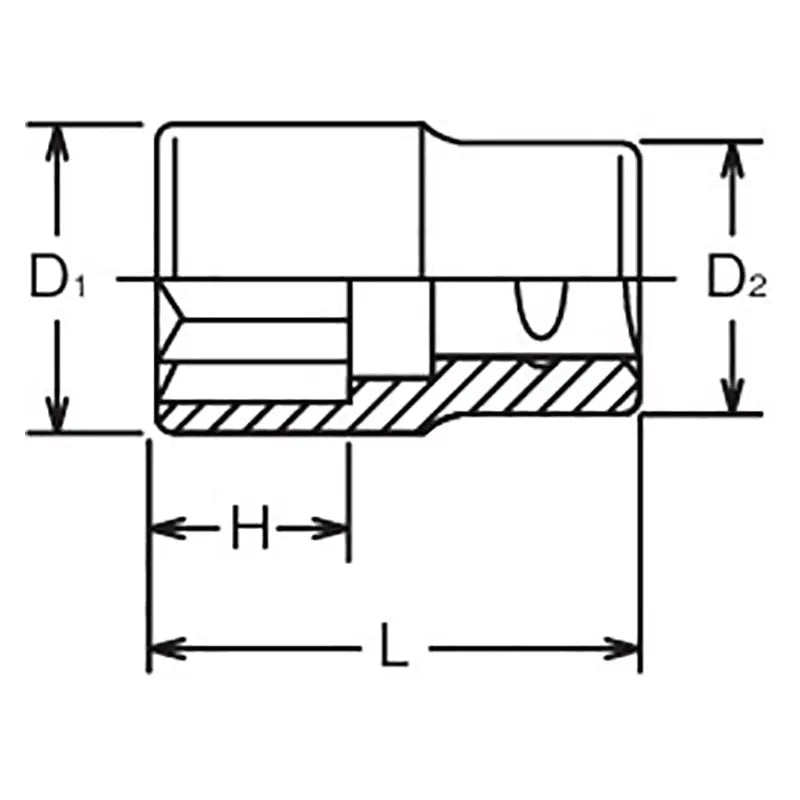 Ko-ken Tools 3/8 Sq. Dr. Socket 6mm Double Square Length 26mm Ko-ken Tools