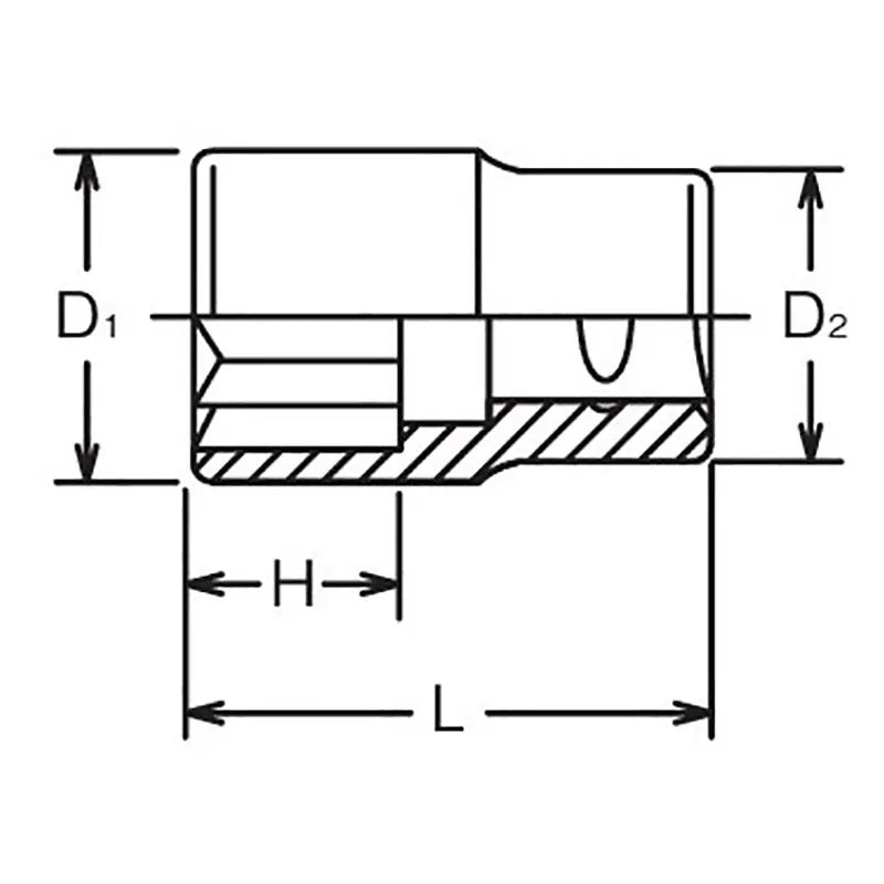 Ko-ken Tools 3/8 Sq. Dr. Socket 8mm Double Square Length 26mm Ko-ken Tools