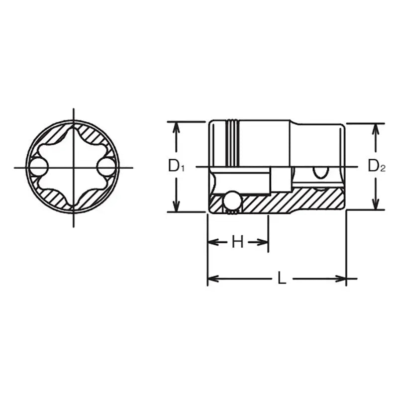 Ko-ken Tools 3/8 Sq. Dr. NUT GRIPÂ® TORXÂ® E10 Socket - Length 26mm Ko-ken Tools