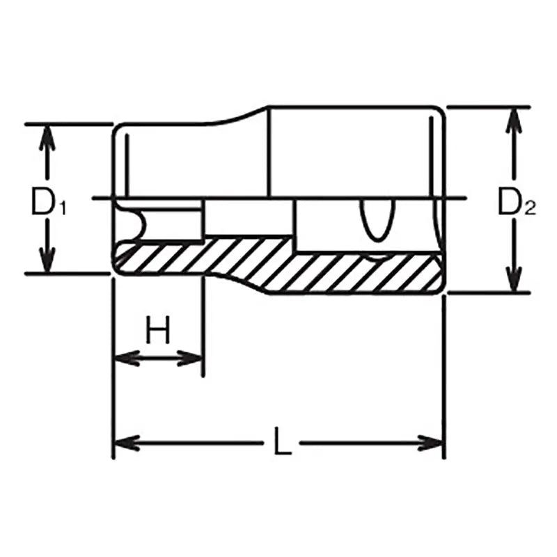 Ko-ken Tools 3/8 Sq. Dr. TORXÂ® E6 Socket - Length 26mm Ko-ken Tools