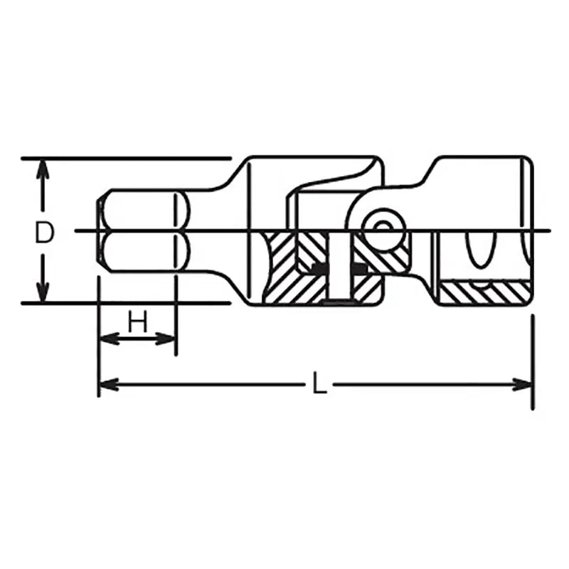 Ko-ken Tools 3/8 Sq. Dr. Universal Bit Socket 6mm Hex Length 62mm Ko-ken Tools