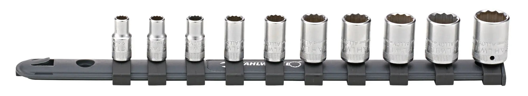 Stahlwille Set of 10 1/4 in Drive Socket with Clip Bar - ST 96051010 Stahlwille