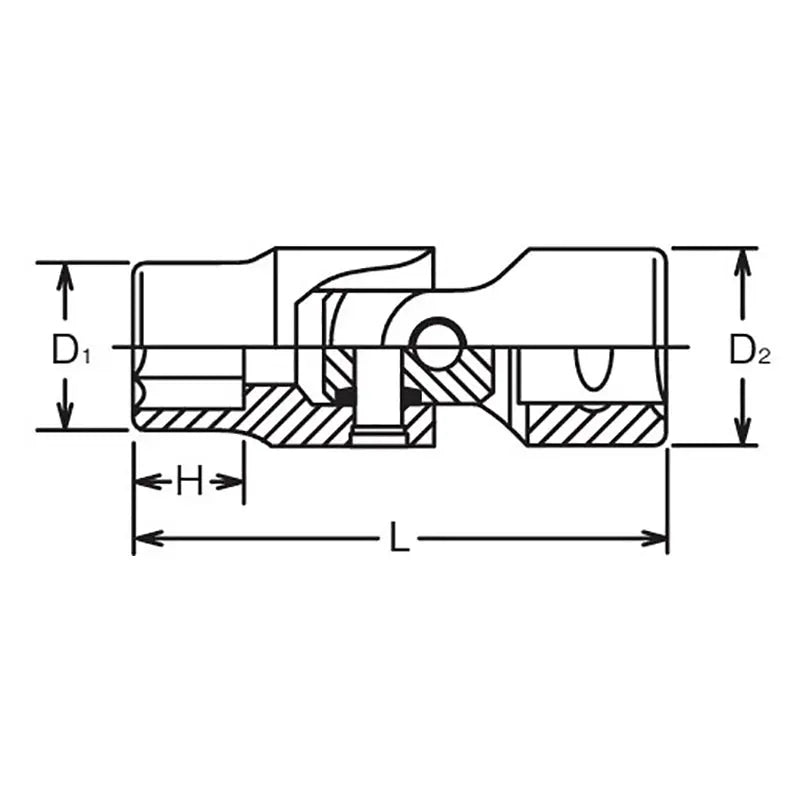 Ko-ken Tools 3/8 Sq. Dr. Universal Socket 3/8 6 point Length 48mm Ko-ken Tools