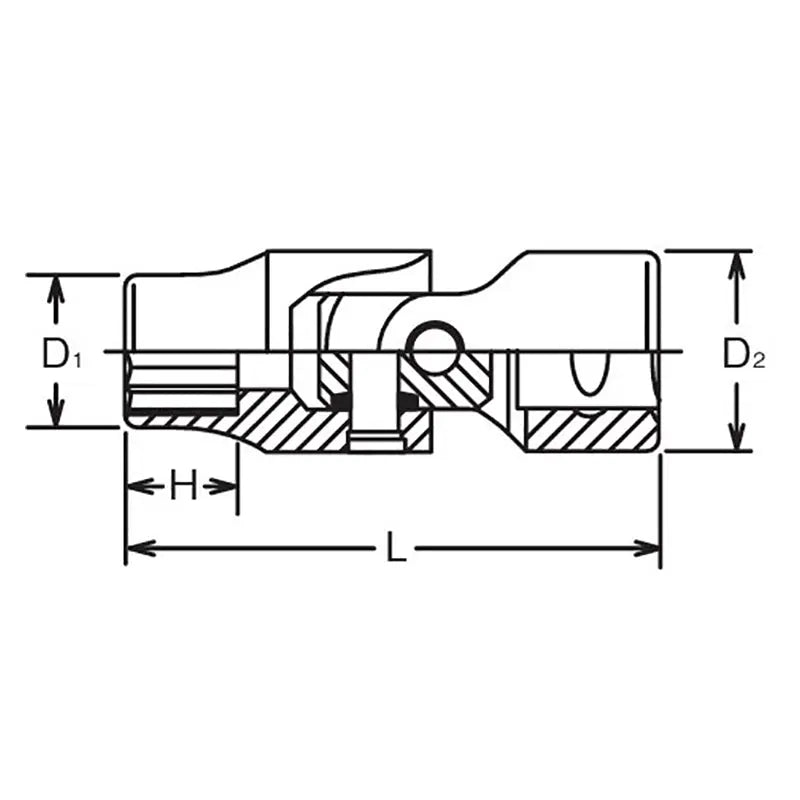 Ko-ken Tools 3/8 Sq. Dr. Universal Socket 21mm 12 point Length 56.5mm Ko-ken Tools