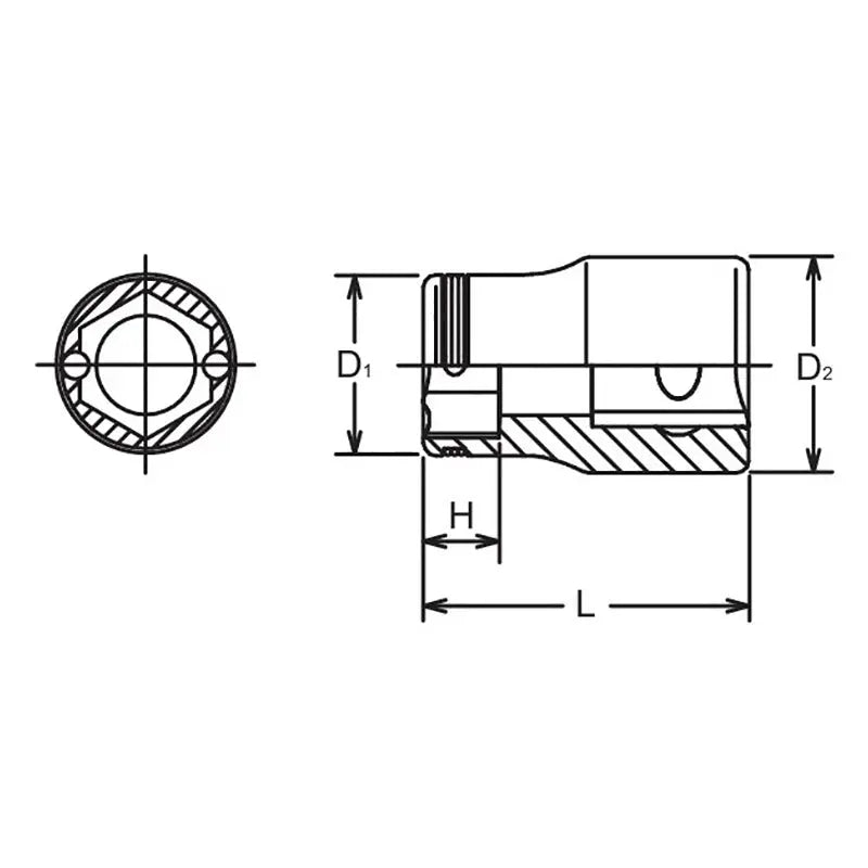 Ko-ken Tools 3/8 Sq. Dr. Socket 11mm Nut Grip Length 26mm Ko-ken Tools