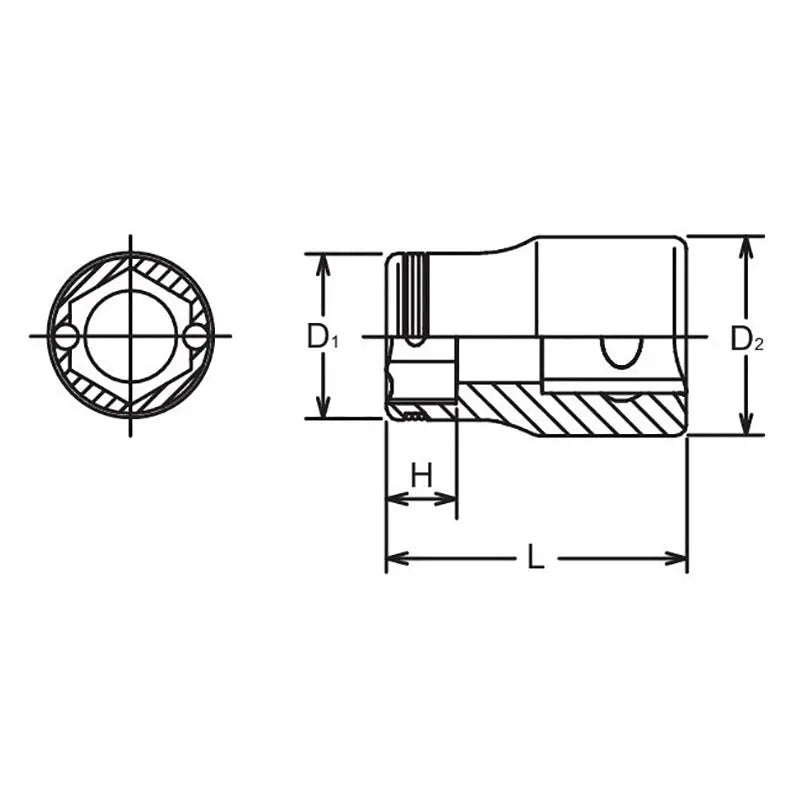 Ko-ken Tools 3/8 Sq. Dr. Socket 8mm Nut Grip Length 26mm Ko-ken Tools