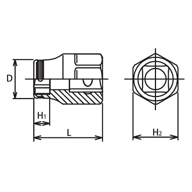 Ko-ken Tools 3/8 Sq. Dr. Socket 12mm Nut Grip Length 26mm Outer Hex 17mm Ko-ken Tools