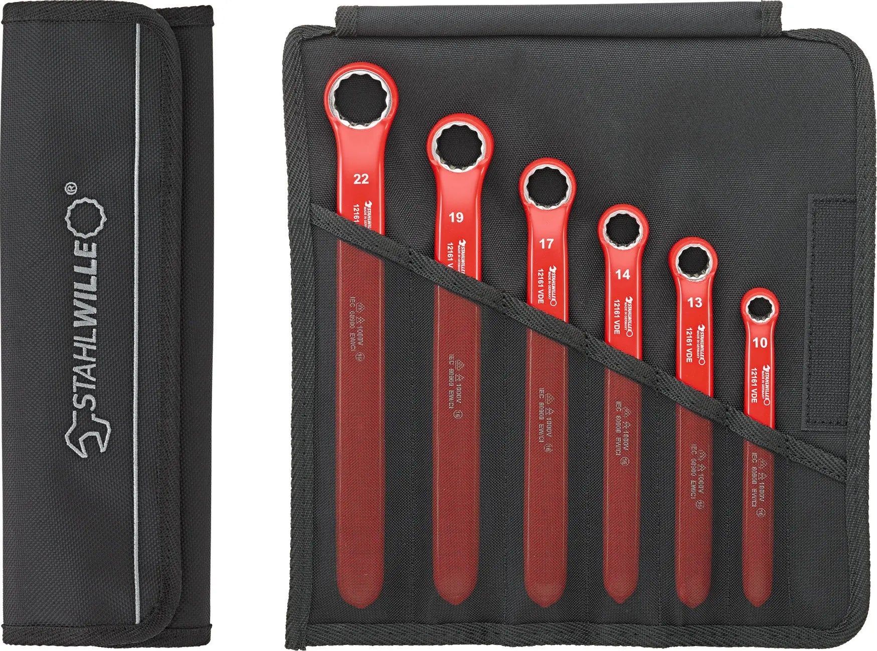 Stahlwille Set of 6 VDE Open Ended Spanner Wrench with Thin Walled Rings, 10 - 22mm - ST 96404302 Stahlwille
