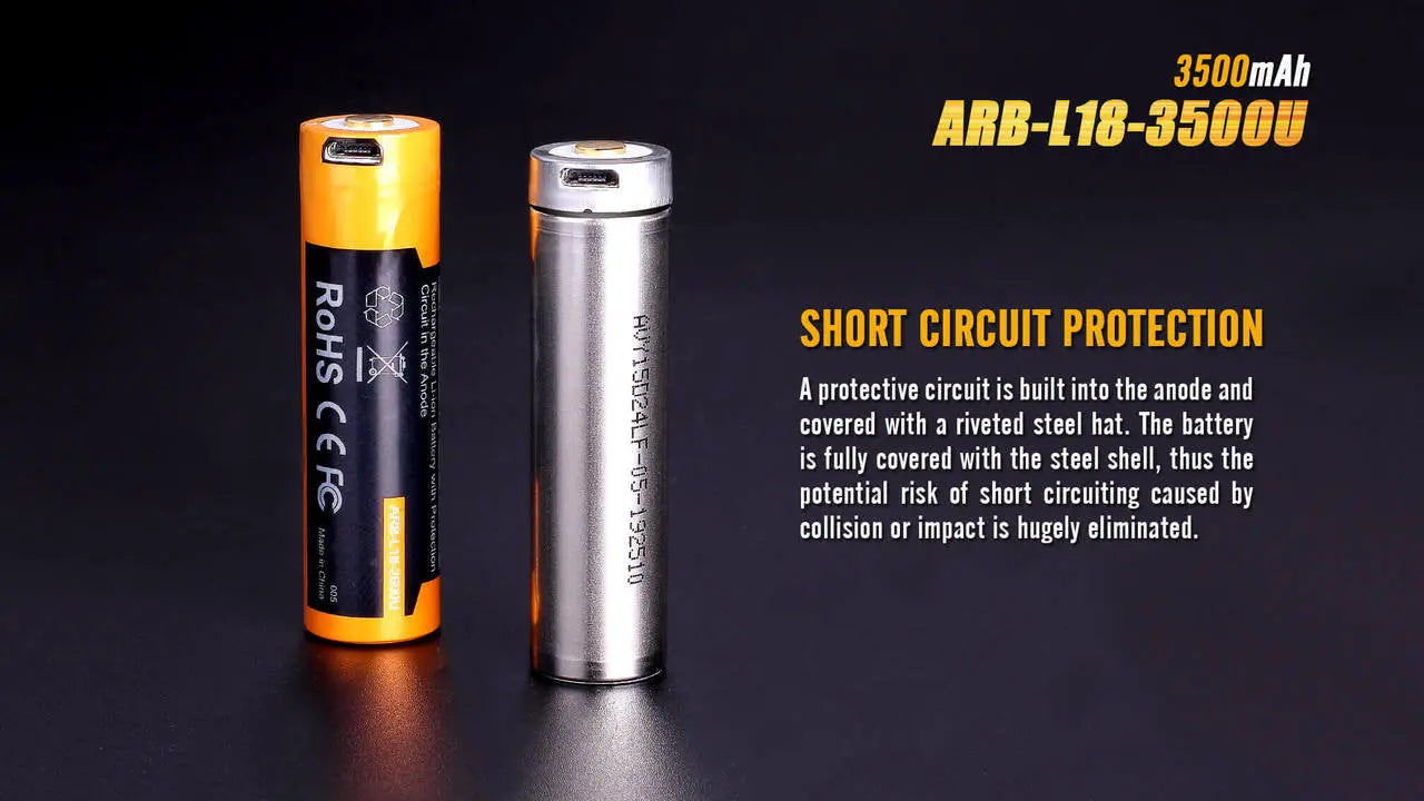 Fenix 18650 USB Rechargeable Battery, 3500mAh - F FX-ARBL183500U Fenix