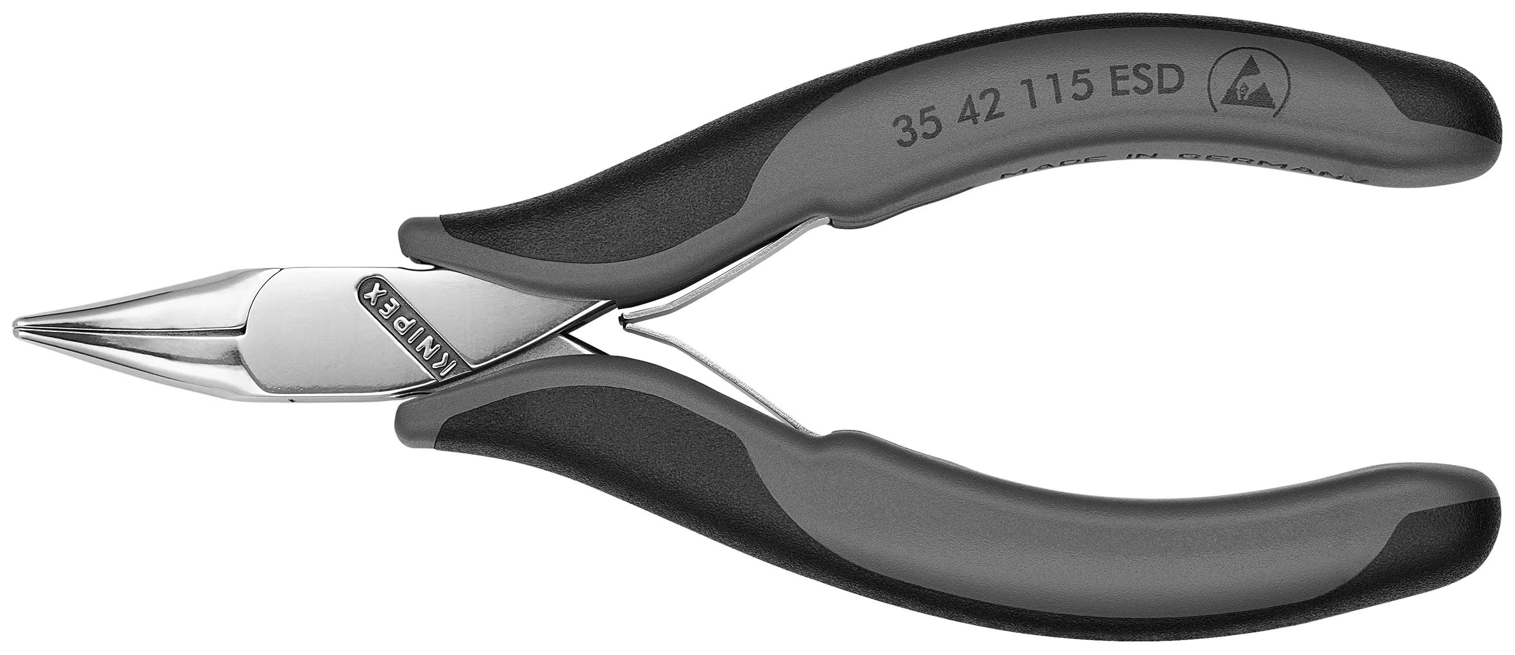 Knipex 35 42 115 ESD KN | Electronics Pliers, Half Round Tips, ESD, 45 degree Angled, Multi-Component Knipex