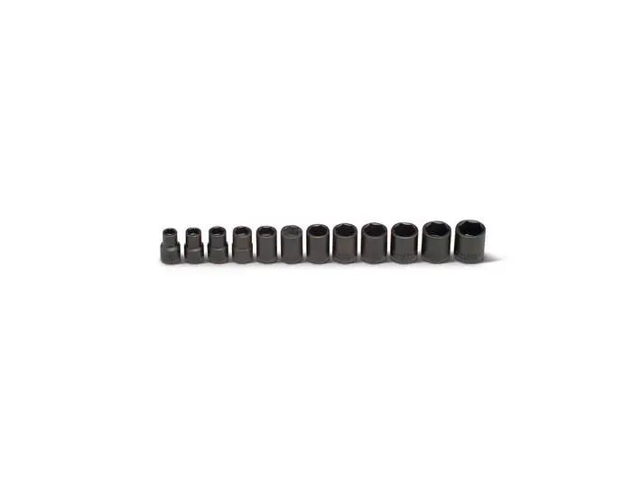Wright Tool 12 Piece 3/8 in Drive 6-Point Standard Metric Black Oxide Impact Socket Set, 8 - 19mm - WT 356 Socket Set Wright Tool