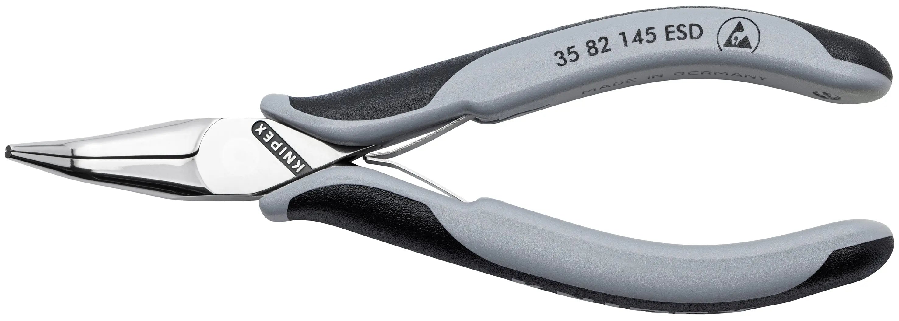 KNIPEX 35 82 145 ESD | 5 3/4" Electronics 45 degree Angled Pliers-Half Round Tips, ESD Handles Knipex