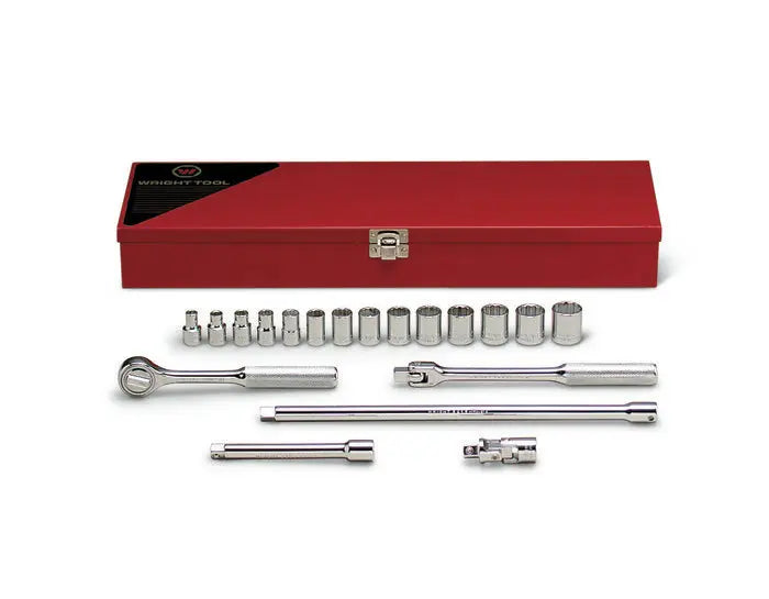 Wright Tool 19 Piece 3/8 in Drive Metal Boxed 6, 12-Point Standard Metric Socket Set, 8 - 19mm - WT 364 Socket Set Wright Tool