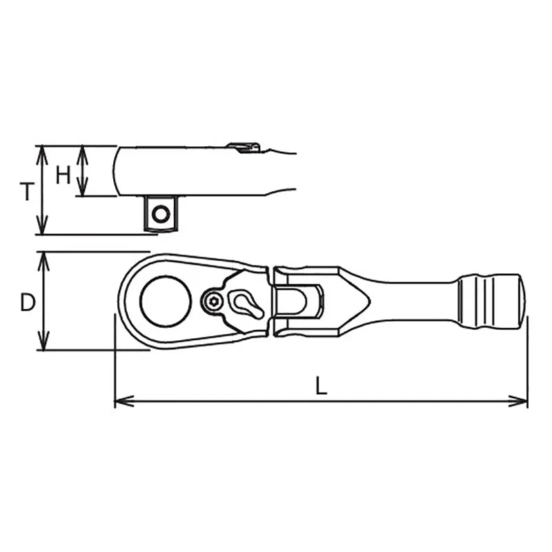 Ko-ken Tools Z-Series 3/8" Sq.Dr. Flexible Ratchet, Reversible (Short),L=120mm - 72 Tooth Ko-ken Tools
