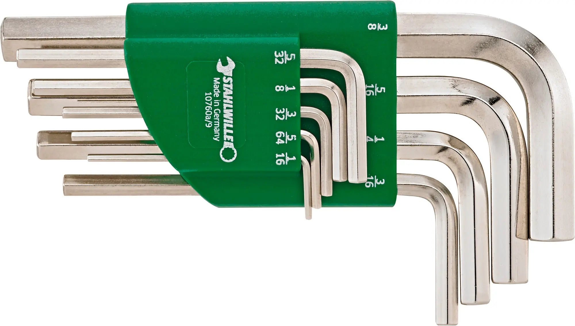 Stahlwille Set of 9 Hexagon Key Wrench for Socket Head Bolts, 1/16 - 3/8 in - ST 96435500 Stahlwille
