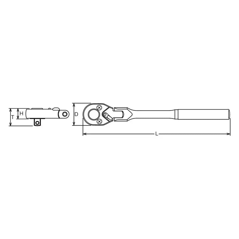 Ko-ken Tools 3/8 Sq. Dr. Ratchet Handle 24 teeth Locking Flexible Head Length 265mm Polished Handle Ko-ken Tools