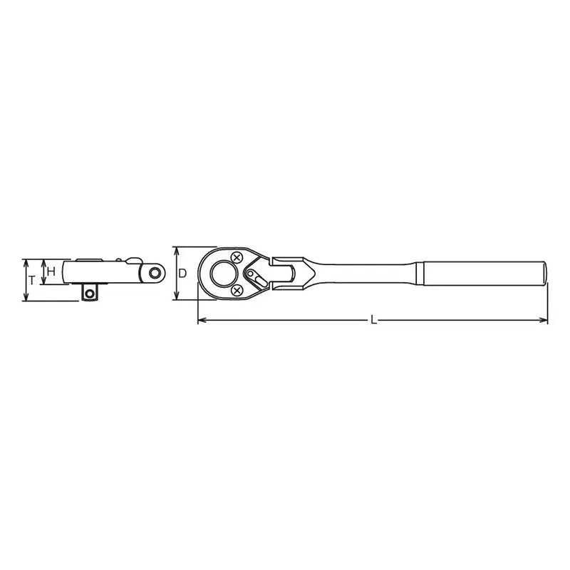 Ko-ken Tools 3/8 Sq. Dr. Ratchet Handle 24 teeth Flexible Head Length 175mm Polished Handle Ko-ken Tools