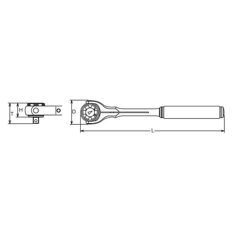 Ko-ken Tools 3/8 Sq. Dr. Swivel Head Ratchet 45 teeth - Serrated Metal Handle Ko-ken Tools