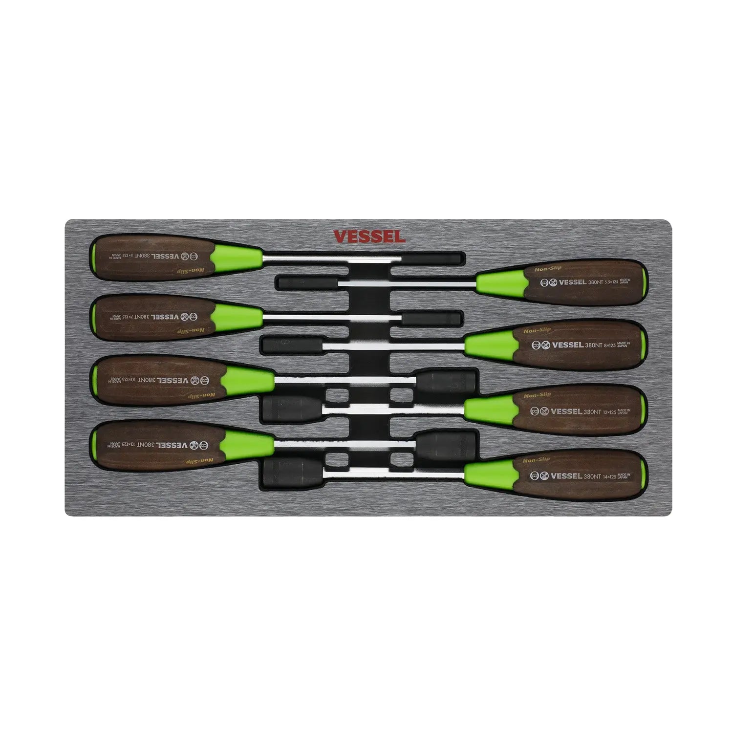 Vessel Tools Set of 8 Wood-Compo Non-Slip Socket Screwdriver - VL 3808EVA Vessel Tools