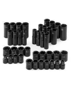 SK Tools Set of 40 3/8 in Drive 6-Point Fractional/Metric Standard Impact Socket - SK 4090 SK Tools