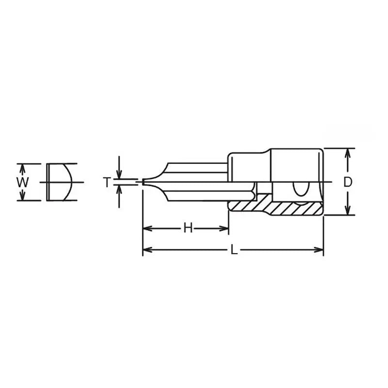 Ko-ken Tools 1/2 Sq. Dr. Bit Socket Slotted 2.0x12 Length 60mm Ko-ken Tools