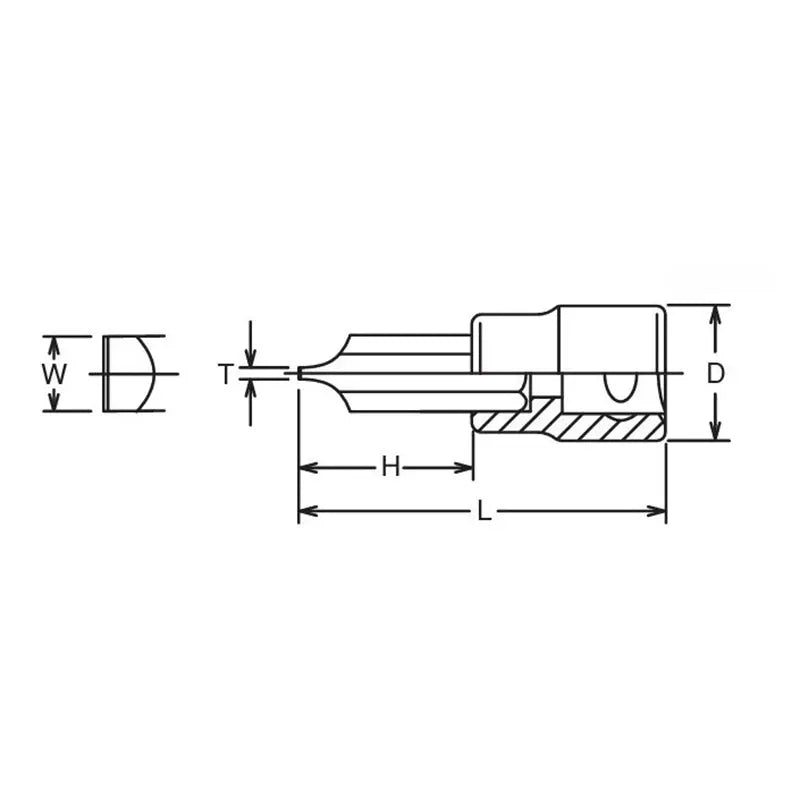 Ko-ken Tools 1/2 Sq. Dr. Bit Socket Slotted 1.2x8 Length 60mm Ko-ken Tools