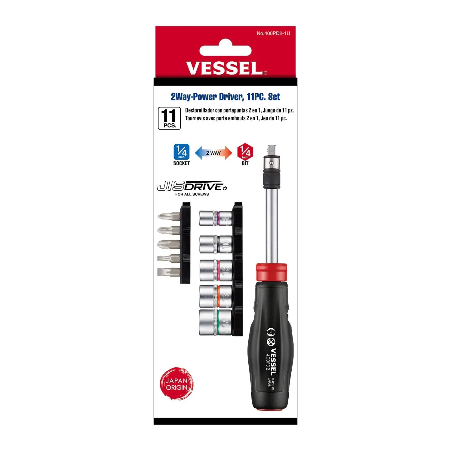 Vessel Tools Set of 11 2-Way Power Driver - VL 400PD21U