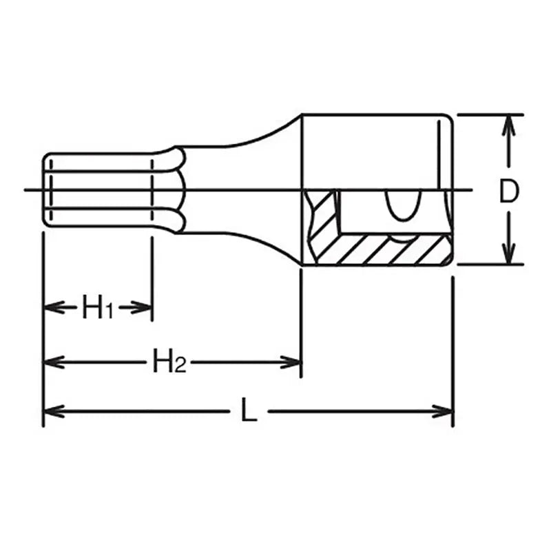 Ko-ken Tools 1/2 Sq. Dr. Bit Socket 11/32 Hex Length 43mm Ko-ken Tools