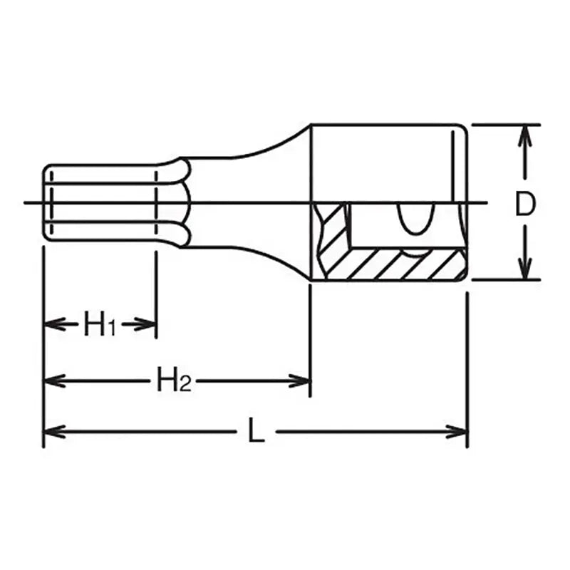 Ko-ken Tools 1/2 Sq. Dr. Bit Socket 3/16 Hex Length 43mm Ko-ken Tools