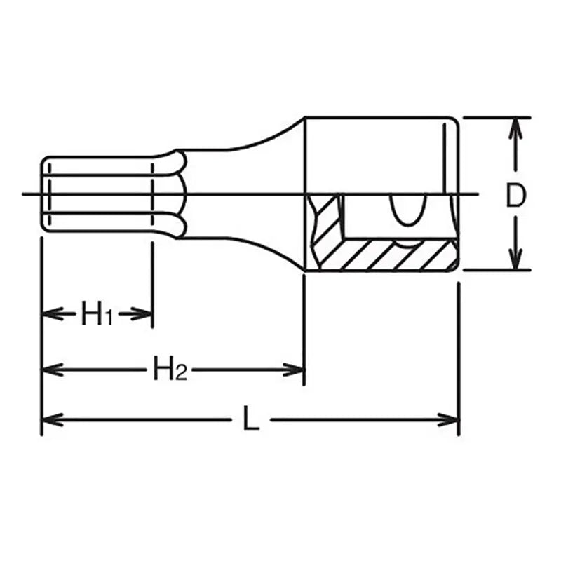 Ko-ken Tools 1/2 Sq. Dr. Bit Socket 9/16 Hex Length 43mm Ko-ken Tools