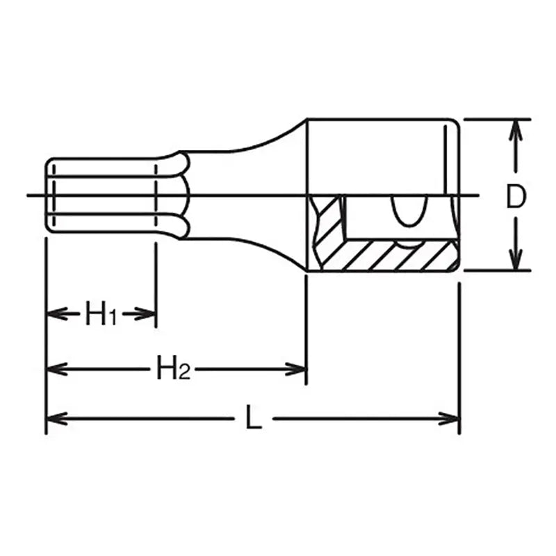 Ko-ken Tools 1/2 Sq. Dr. Bit Socket 5/16 Hex Length 75mm Ko-ken Tools