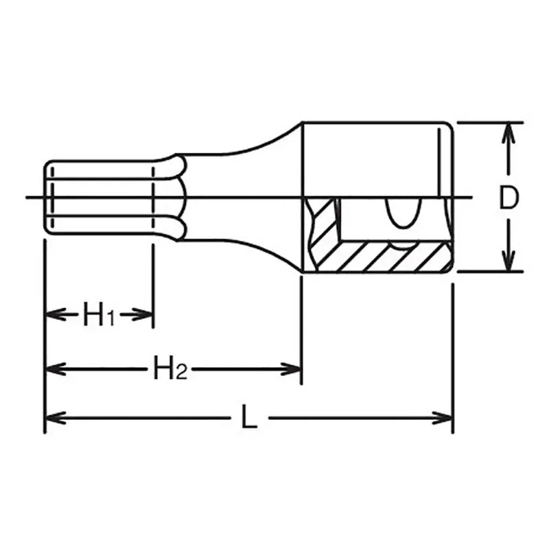 Ko-ken Tools 1/2 Sq. Dr. Bit Socket 21mm Hex Length 43mm Ko-ken Tools