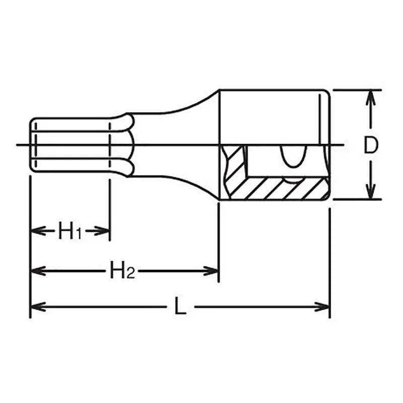 Ko-ken Tools 1/2 Sq. Dr. Bit Socket 4mm Hex Length 43mm Ko-ken Tools