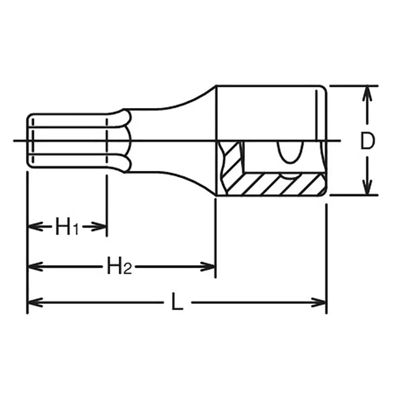 Ko-ken Tools 1/2 Sq. Dr. Bit Socket 5mm Hex Length 75mm Ko-ken Tools