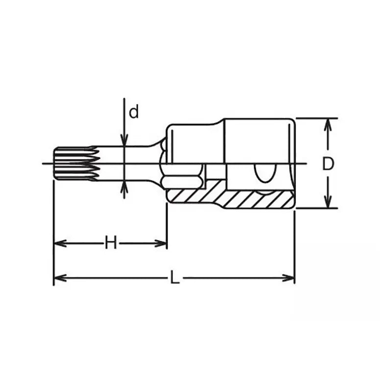 Ko-ken Tools 1/2 Sq. Dr. Bit Socket XZN M10 Triple Square Length 140mm Ko-ken Tools