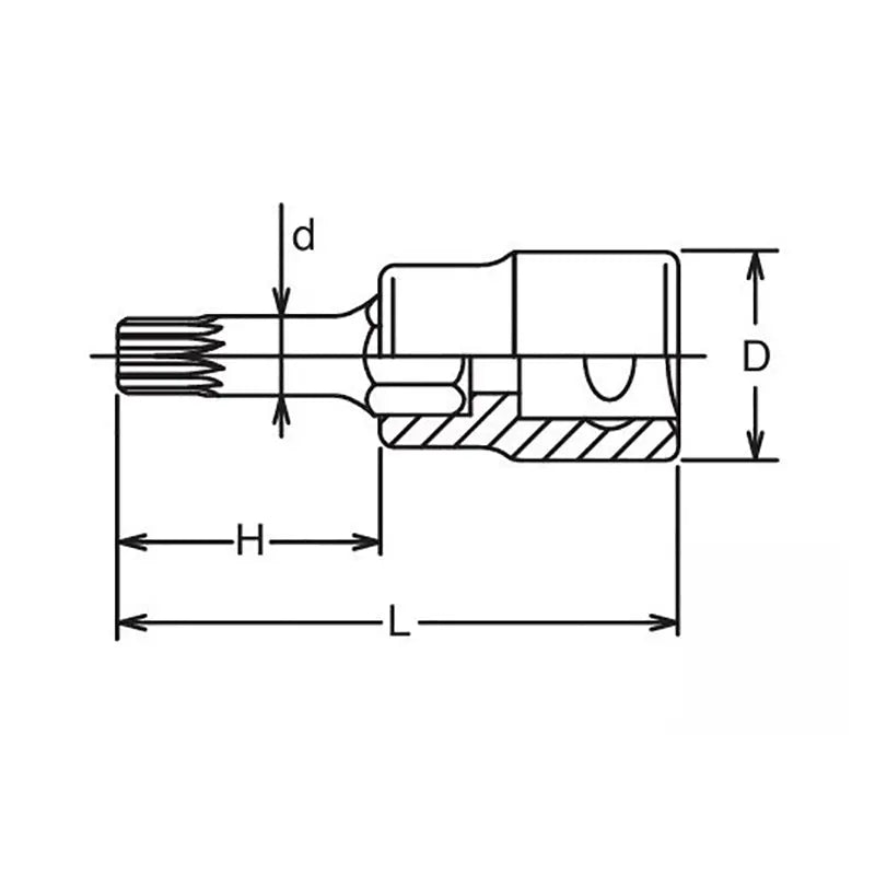 Ko-ken Tools 1/2 Sq. Dr. Bit Socket XZN M5 Triple Square Length 140mm Ko-ken Tools