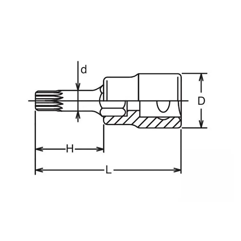 Ko-ken Tools 1/2 Sq. Dr. Bit Socket XZN M8 Triple Square Length 140mm Ko-ken Tools