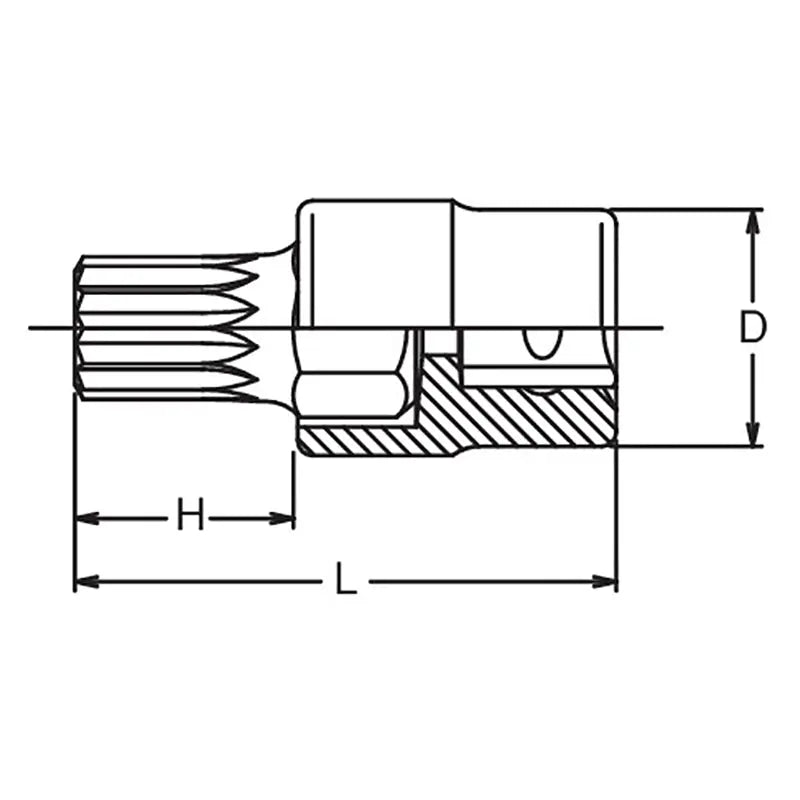 Ko-ken Tools 1/2 Sq. Dr. Bit Socket XZN MH16 Triple Square Length 60mm with Hole Ko-ken Tools