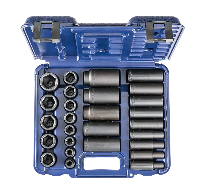 Wright Tool Set of 27 1/2 in Drive 6-Point Standard and Deep SAE Impact Socket with Blow Mold Case - WT 40715-MC