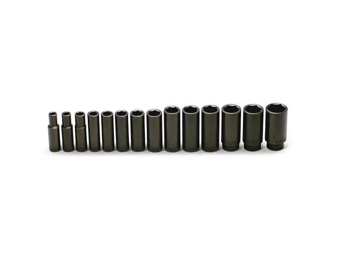 Wright Tool 14 Piece 1/2 in Drive 6-Point Deep SAE Black Oxide Impact Socket Set, 3/8 - 1-1/4 in - WT 407 Socket Set Wright Tool