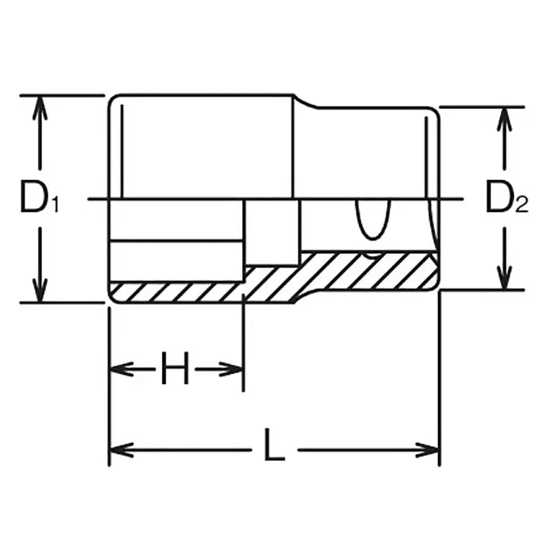 Ko-ken Tools 1/2 Sq. Dr. Socket 24mm Double Square Length 40mm For Lubrication service Ko-ken Tools
