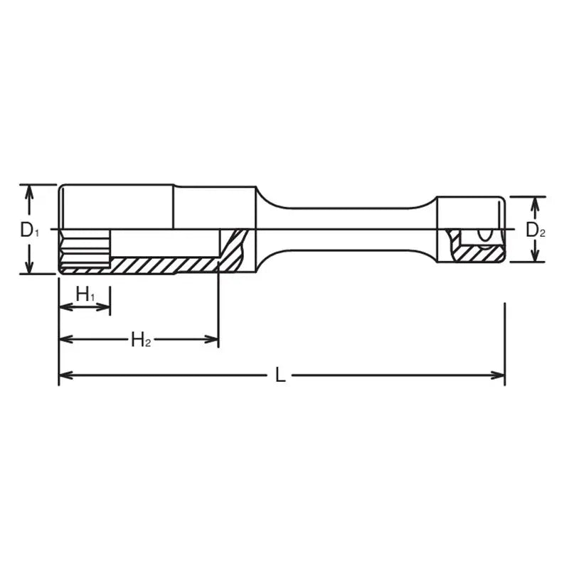 Ko-ken Tools 1/2 Sq. Dr. 12-Point 250mm Long Extension Socket - 19mm Ko-ken Tools