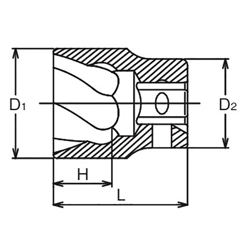 Ko-ken Tools 1/2 Sq. Dr. Nut Twister 21mm Length 42mm Ko-ken Tools